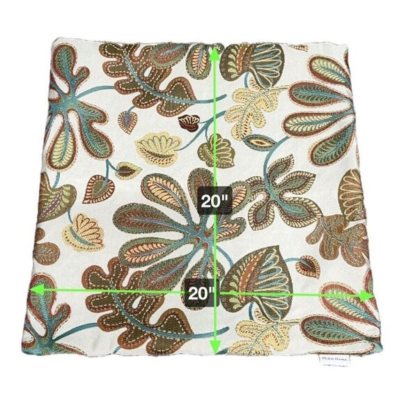 Mika Home Floral Jacquard Pillow Cover Set Of 2 Cream Taupe 20" Hidden Zipper - Picture 7 of 7